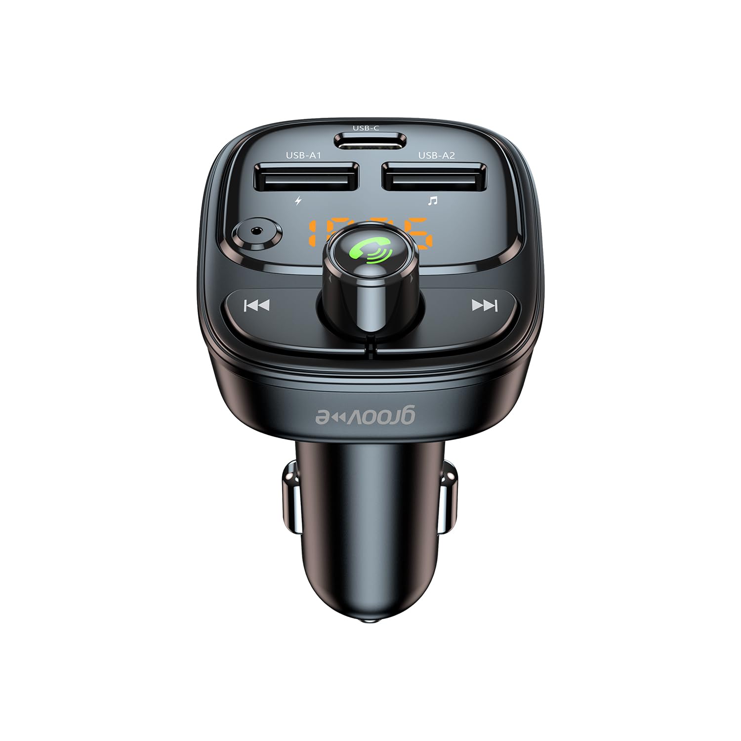 Groov-e Tune Play - Car FM Transmitter with Bluetooth Connectivity - Music Streaming, Handsfree Calling, USB Charging - 30W Power Delivery