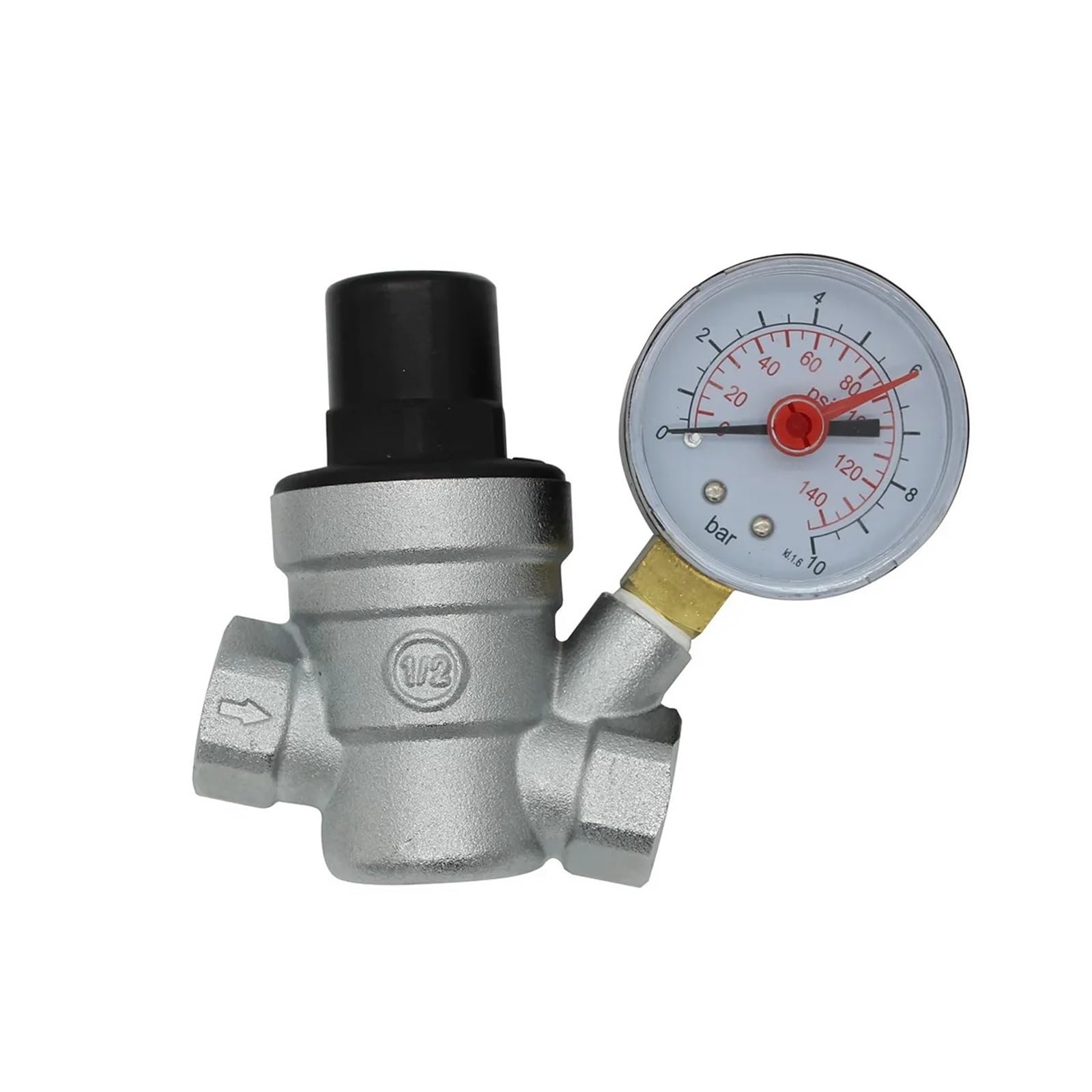 Ozliyy 3/4 1Pcs Water Pressure Reducer Reducing Valve Regulator With Gauge Manometer Dn15 Dn20 Chrome(")