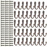 Coolty 40 Stück Kleiderhaken Garderobenhaken Vintage, Single Kleiderbügel Wandhaken Wandhaken, Metall Mantelhaken mit 80 Stück Schrauben für Garderobenhaken Badezimmer Küche (Antikes Kupfer)