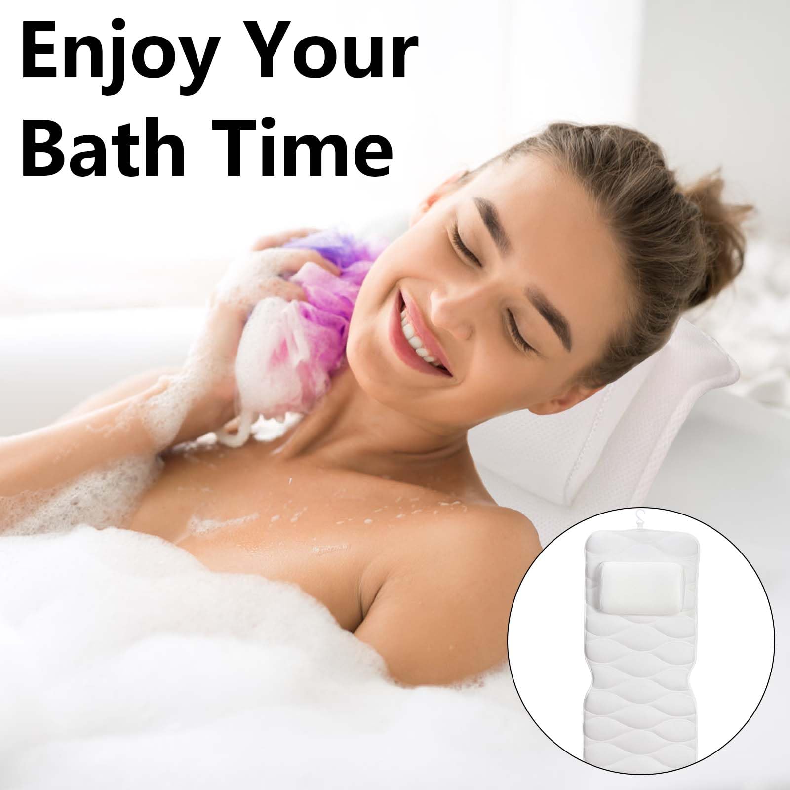 Cuscino da bagno per tutto il corpo per testa e collo, cuscino da bagno con poggiatesta, vasca idromassaggio, cuscino ergonomico con ventose antiscivolo, per vasca idromassaggio, spa domestica