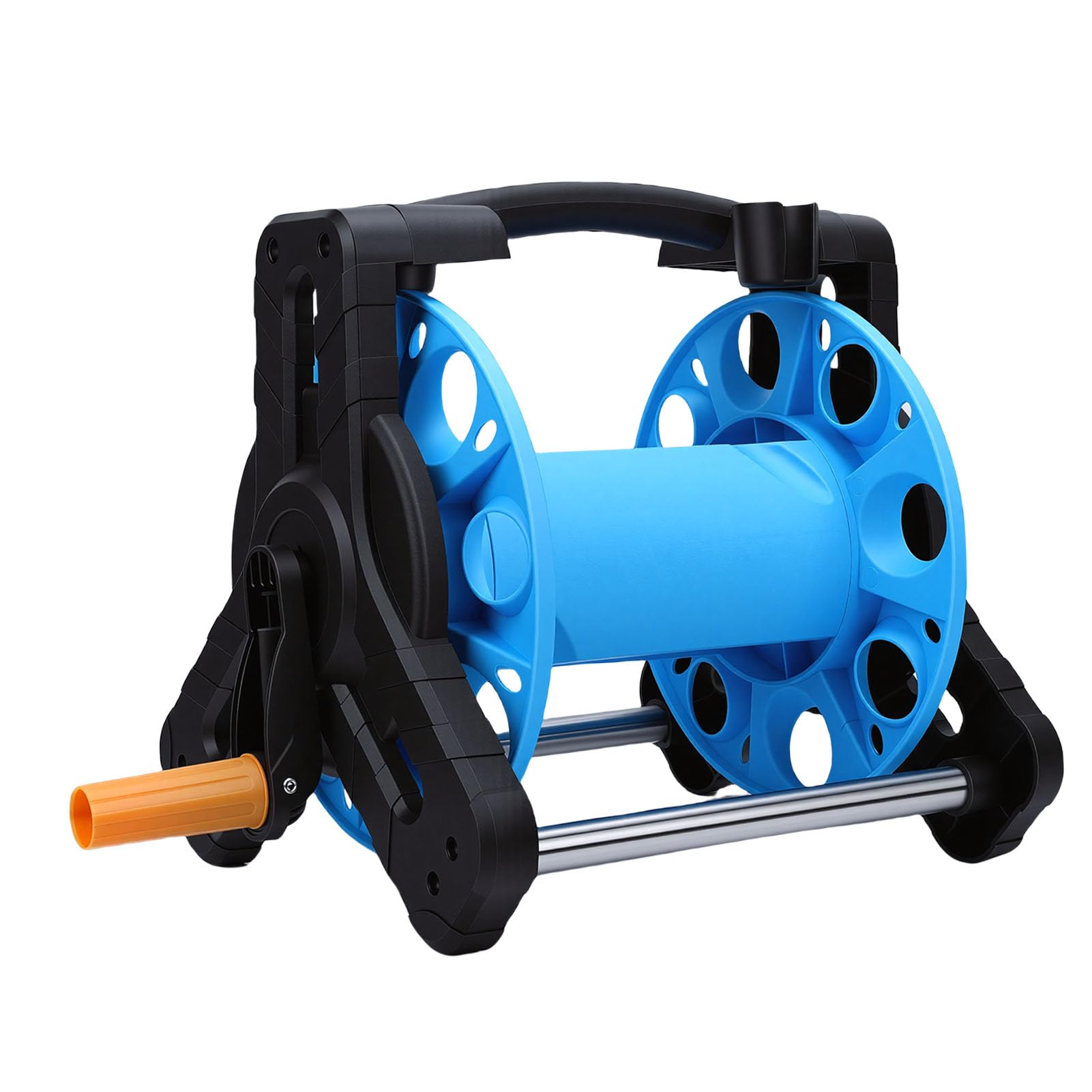 Wakects Enrouleur de Tuyau, Support d'enroulement de Support de Tuyau d'eau en PP, capacité de 25 M avec Manivelle, Montage Mural ou Autonome, Stockage de 'arrosage Portable pour l'arrosage