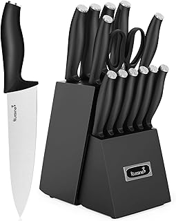 Kuisine Kitchen Chef Knife Block Set,High Carbon Stainless Steel Sharp K...