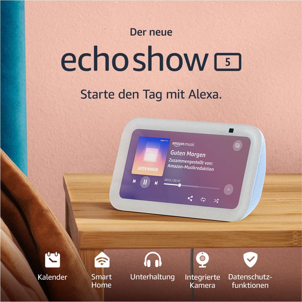 Zertifiziert und generalüberholt Echo Show 5 (3. Gen.) | Kompakter smarter Touchscreen mit Alexa zum Steuern deines Smart Homes und mehr… – Ansicht 2