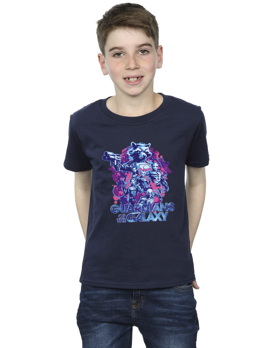 Absolute Cult Boys Navy Blue Guardians Of The Galaxy Vol. 3 Characters Pose T-Shirt 9-11 Years