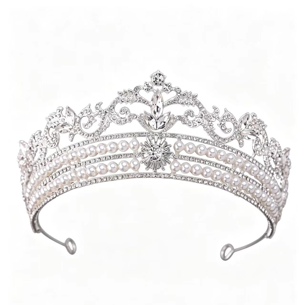 New pearl tiara crown Bridal Rhinestones and Crowns for Women Wedding
