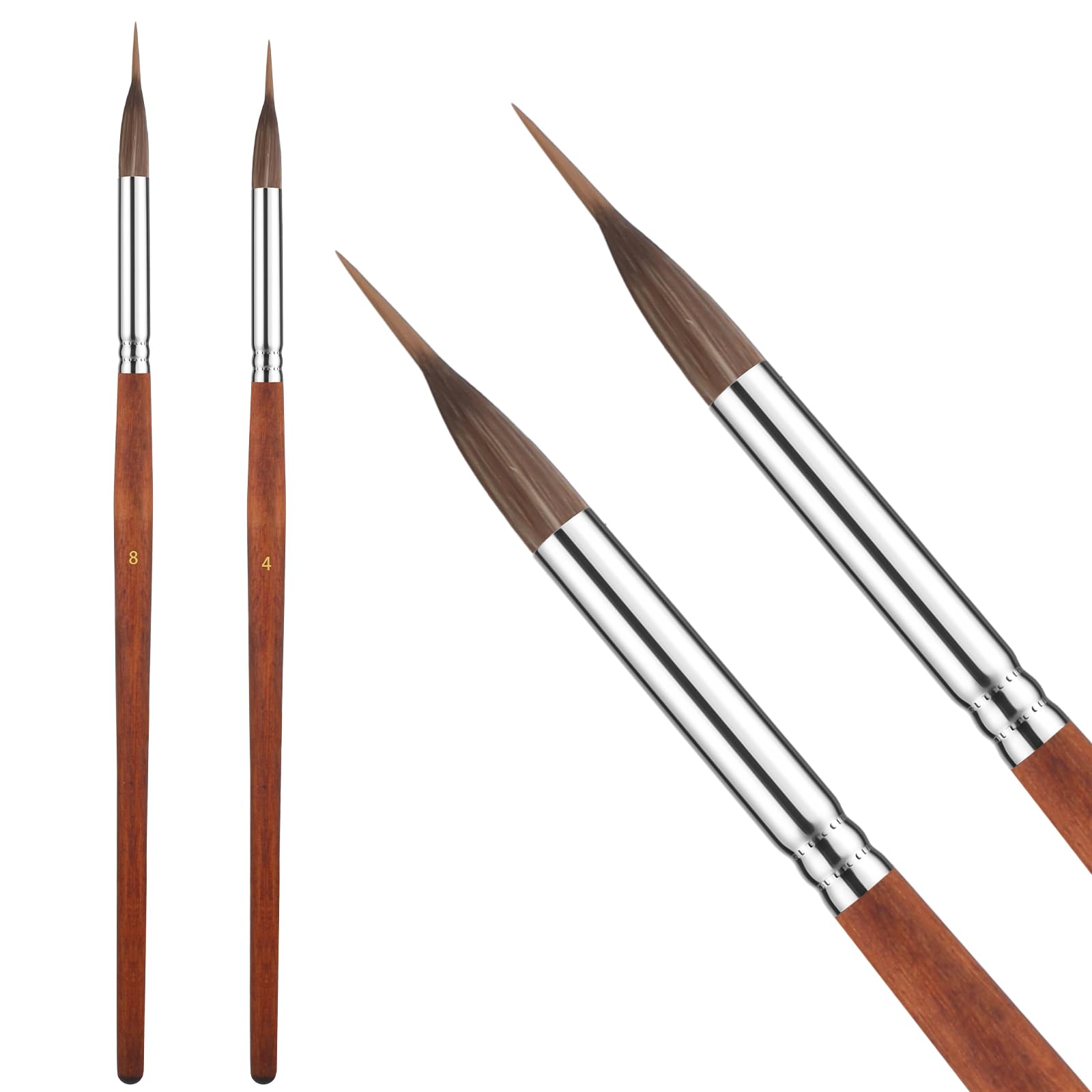 2Pcs Script Liner Paintbrush, 8.6 and 8.8 Inch Extra Long Detail Paint Brush Watercolor Brushes Set Synthetic Hair Extra Long Extended Point Brushes for Watercolour Gouache Acrylic Ink