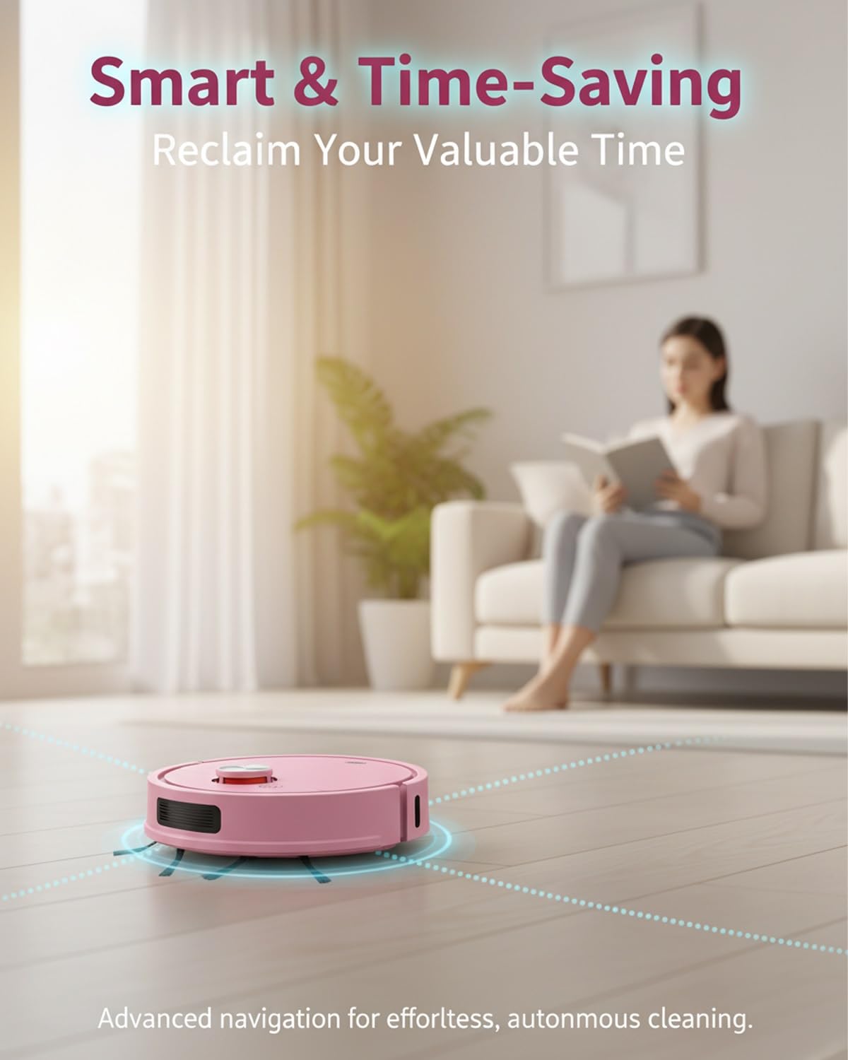 UIEWCQJ Mini Robot Vacuum for Car, Compact Mini Cleaner Sweeping Robot, 3 in 1 Rechargeable Multifunctional Smart Cleaning Machine with Wet Mopping for Hard Floors Pet Hair Carpets(White-Battery) view 3