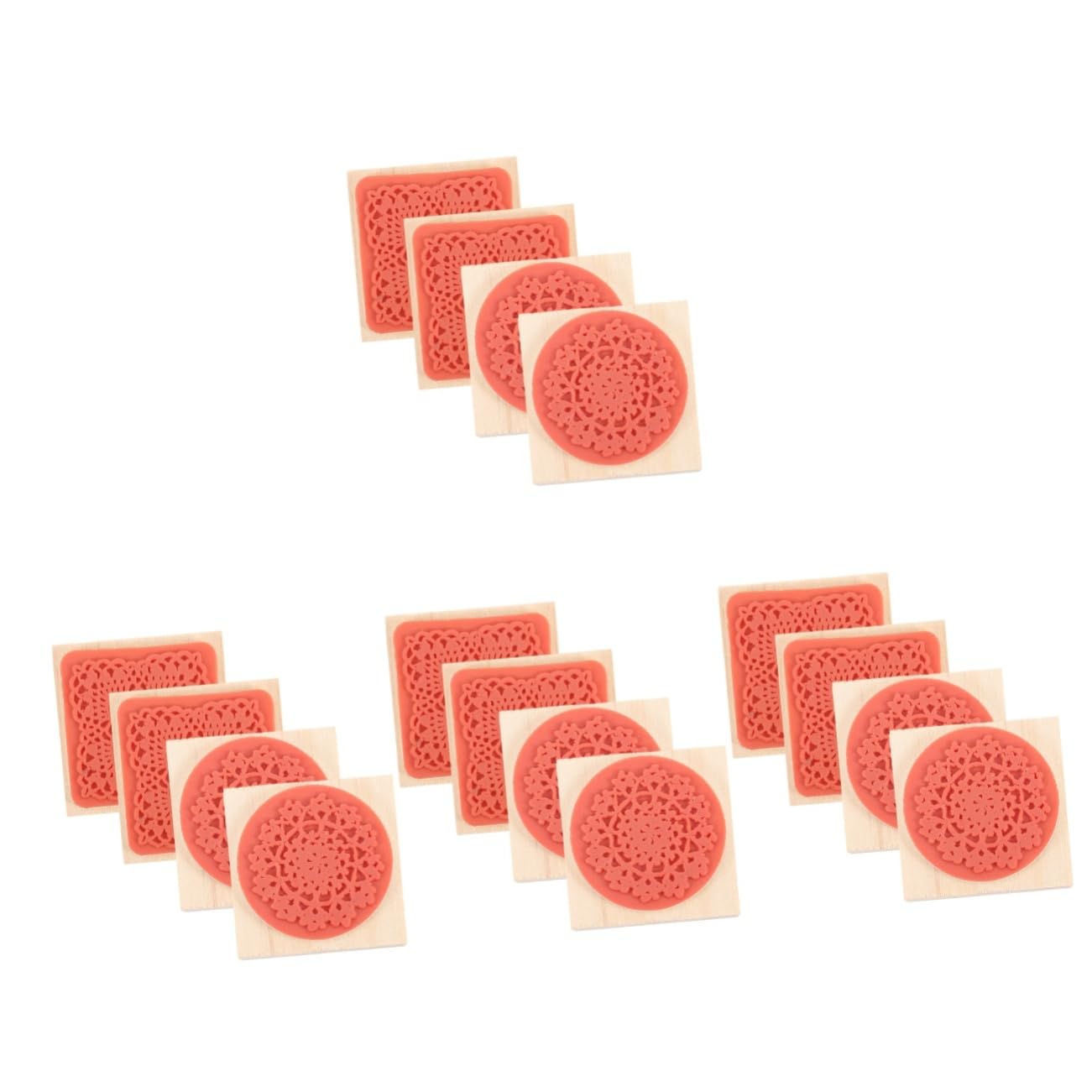 NUOBESTY 16stücke Teiliges Holzstempel Mit Romantischen Spitzenmustern Runde Und Quadratische Designstempel Für -karten Scrapbooking Und Kreative Bastelprojekte