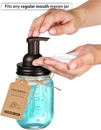 Miniatura 10 de Juego de accesorios de baño Mason Jar (4 piezas)  Tarros no incluidos  Dispensador de jabón espumoso, soporte para cepillos de dientes y tapas de