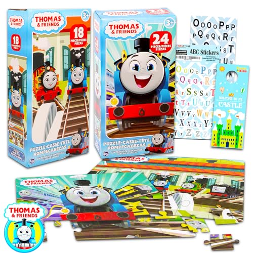 Thomas The Train Puzzles for Kids, Toddlers - Bundle with 2 Thomas and Friends Puzzles, Stickers, More | Thomas The Train Toys for Boys