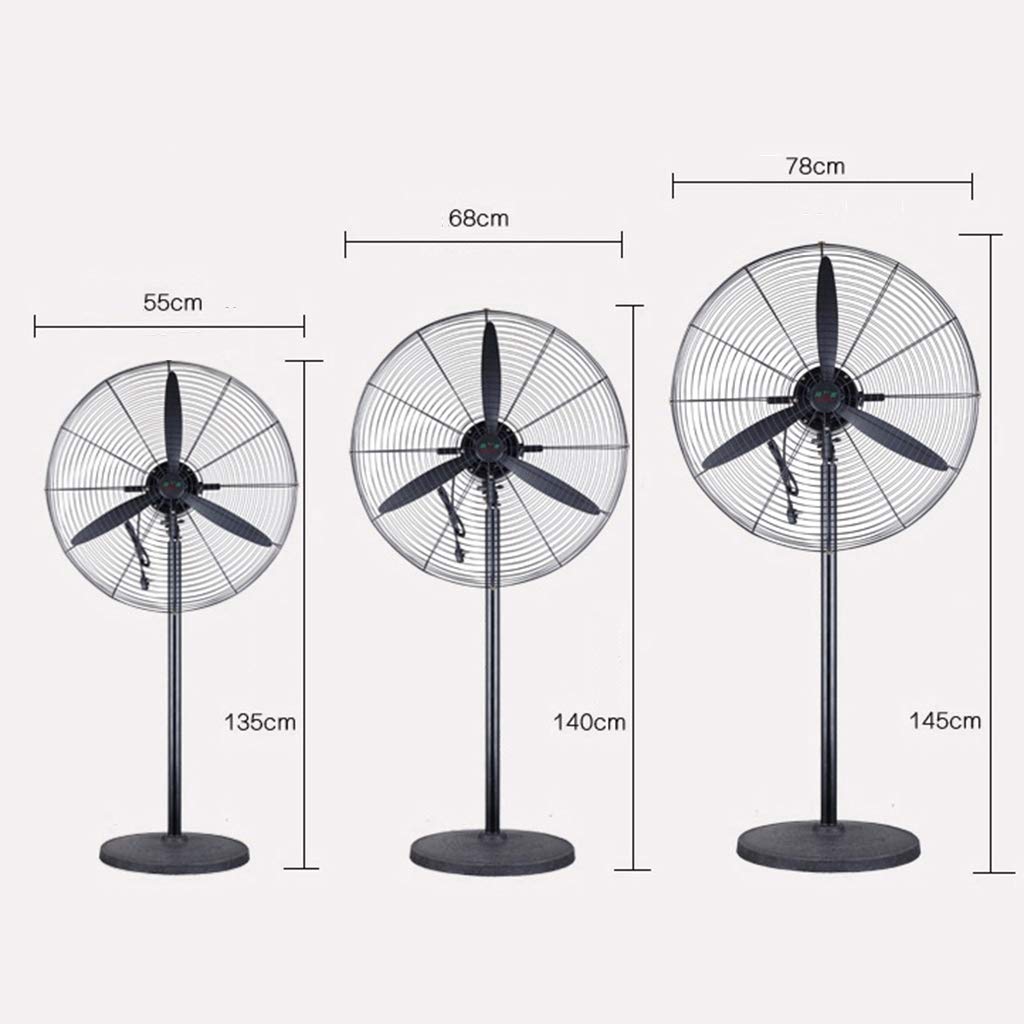 Ventilador de pie grande de 56 a 78 cm, ventilador industrial de suelo con cuchillas de aluminio, control mecánico silencioso de 3 velocidades, oscilante, para fábrica, restaurante