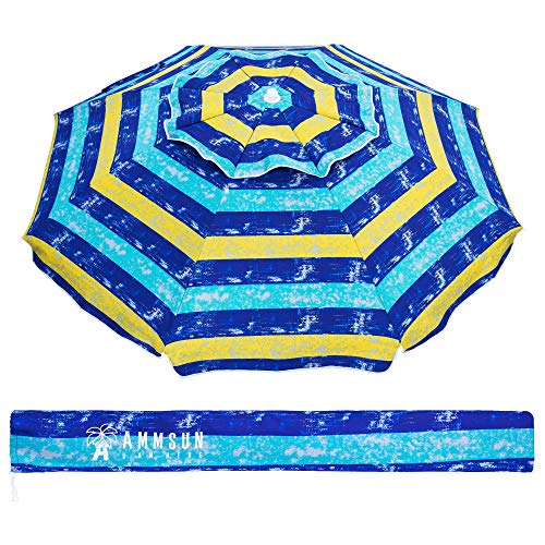 AMMSUN 6.5 Ft Outdoor Patio Beach Umbrella Sun Shelter with Tilt and Carry