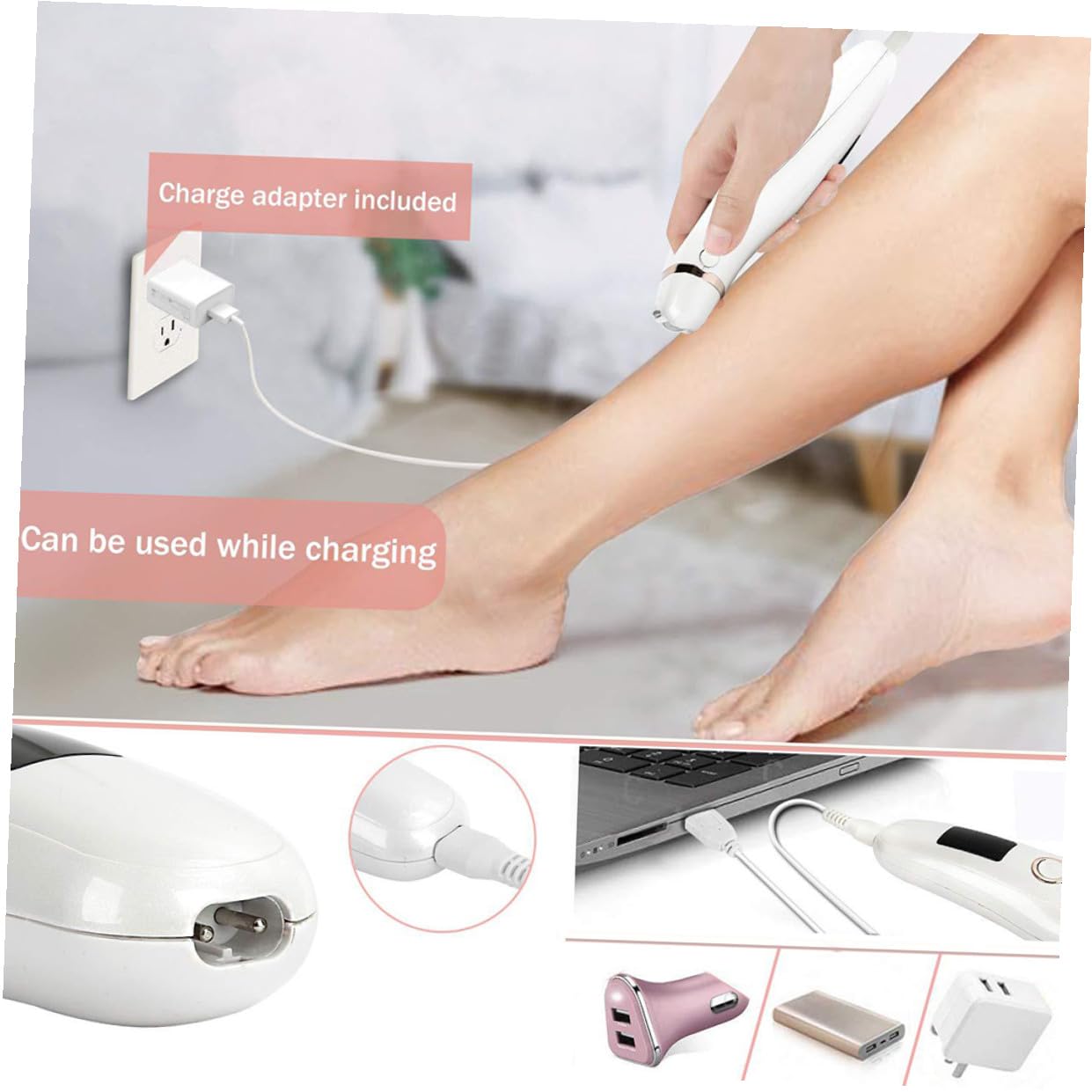 Rasoir Blanc USB Femmes pour 600 Abs en Rechargeable Mah