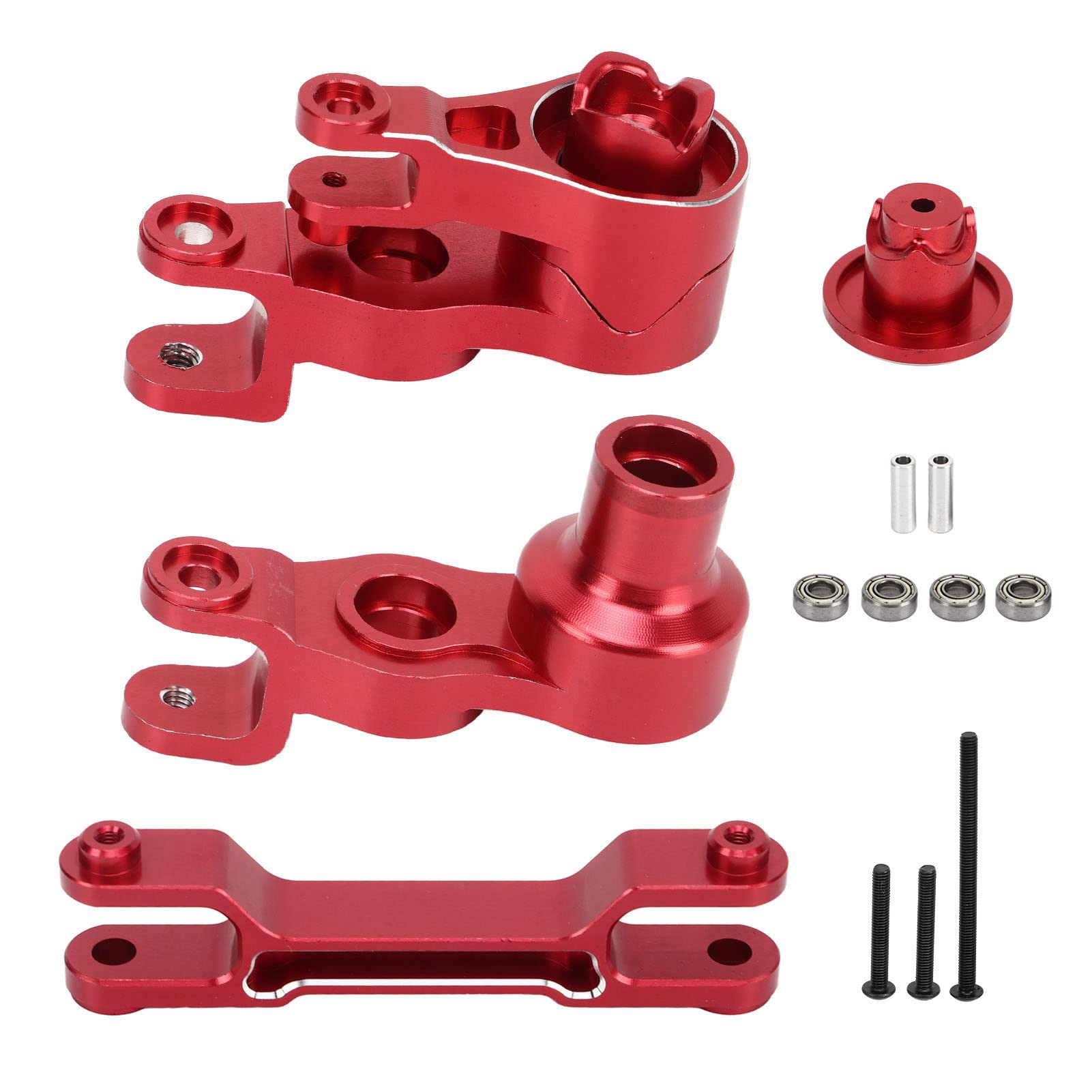Jeanoko Zestaw Układu Kierowniczego RC Stop Aluminium do 1/5 RC Car Performance Upgrade Kompaktowe, Lekkie Akcesoria (Czerwony)