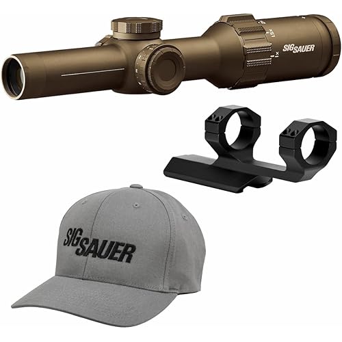 Sіg Sаuеr TANGO6T Riflescope, 1-6X24mm, 30mm, SFP, Hellfire MOA Milling, Illuminated Reticle, 0.5 MOA, FDE with Cantilever Mount and Sіg Gray Flexfit Free Hat Bundle