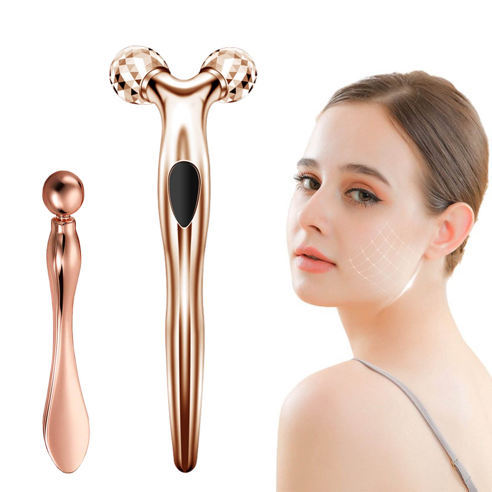 UbodyOasis2-in-1 Face Massager Roller with 3D Roller Technology for Face and Eyes Wrinkle & Anti-Aging - Golden