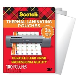 Scotch Thermal Laminating Pouches, for Use with Thermal Laminators, 8.9 x 11.4 Inches, Letter Size Sheets, 100-Pack