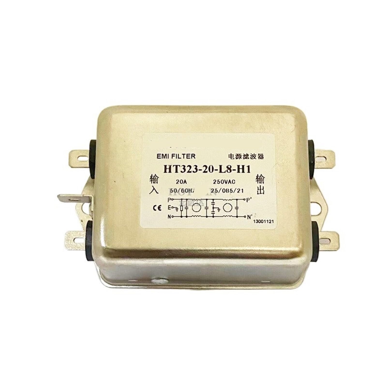 AC Power Filter 220V Anti-Interference HT323-10-L8-H1 Single Phase 6 16A 20A(HT323-20 -L8 -H1 Solder Lug Type)