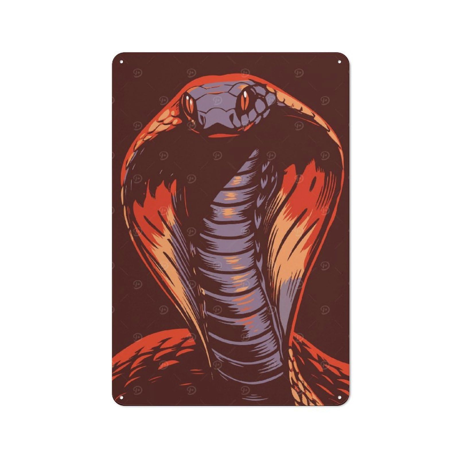 Junmoney Cobra Snake Illustration Rustic Metal Sign 30X20cm For Kitchen Or Home Bar, Gift For Kitchen Decor Lovers During The Christmas Season