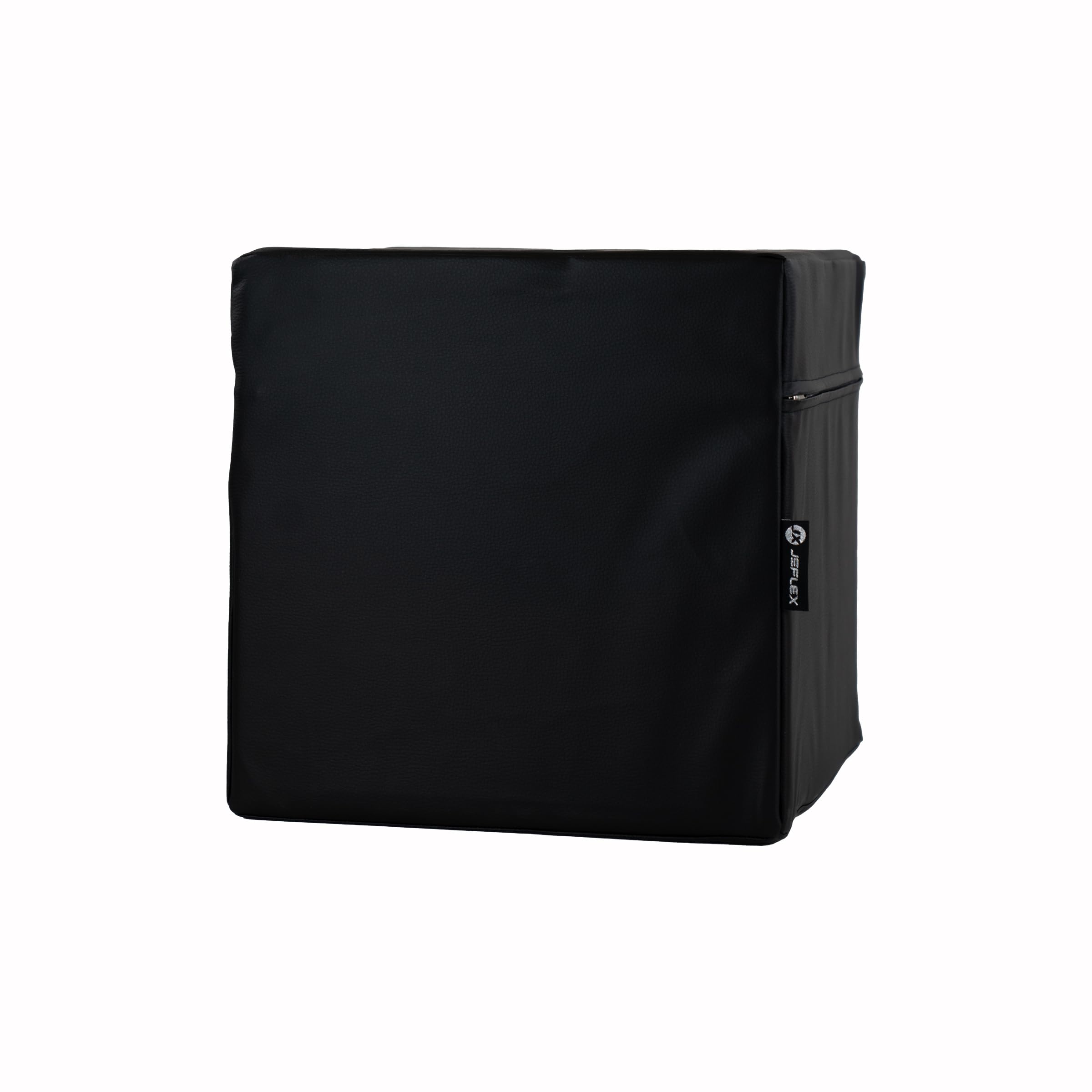 Jeflex - Cubo 40 x 40 x 40 cm in ecopelle di alta qualità - Made in Germany/cubo fitness con cubo in schiuma all'interno per comfort di seduta e stabilità/cuscino da ginnastica per bambini (nero)