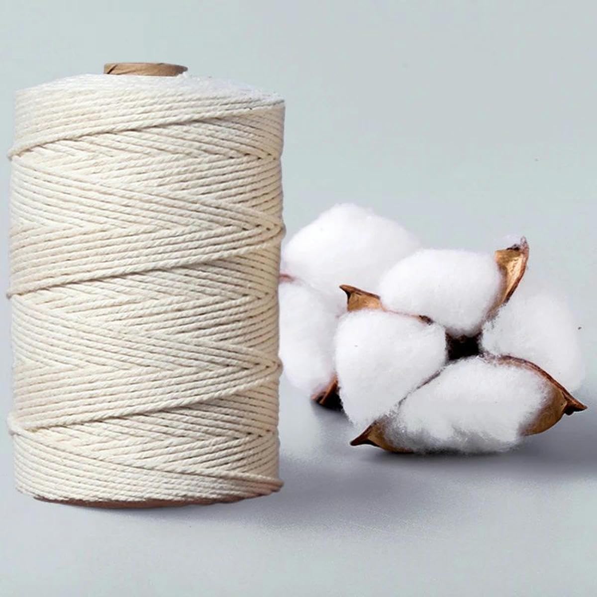 Cuerda de algodón para ropa y otros artículos de bricolaje, decoración del hogar, artesanía, tejido, cuerda de macramé, especificación múltiple-3 mm x 200 m