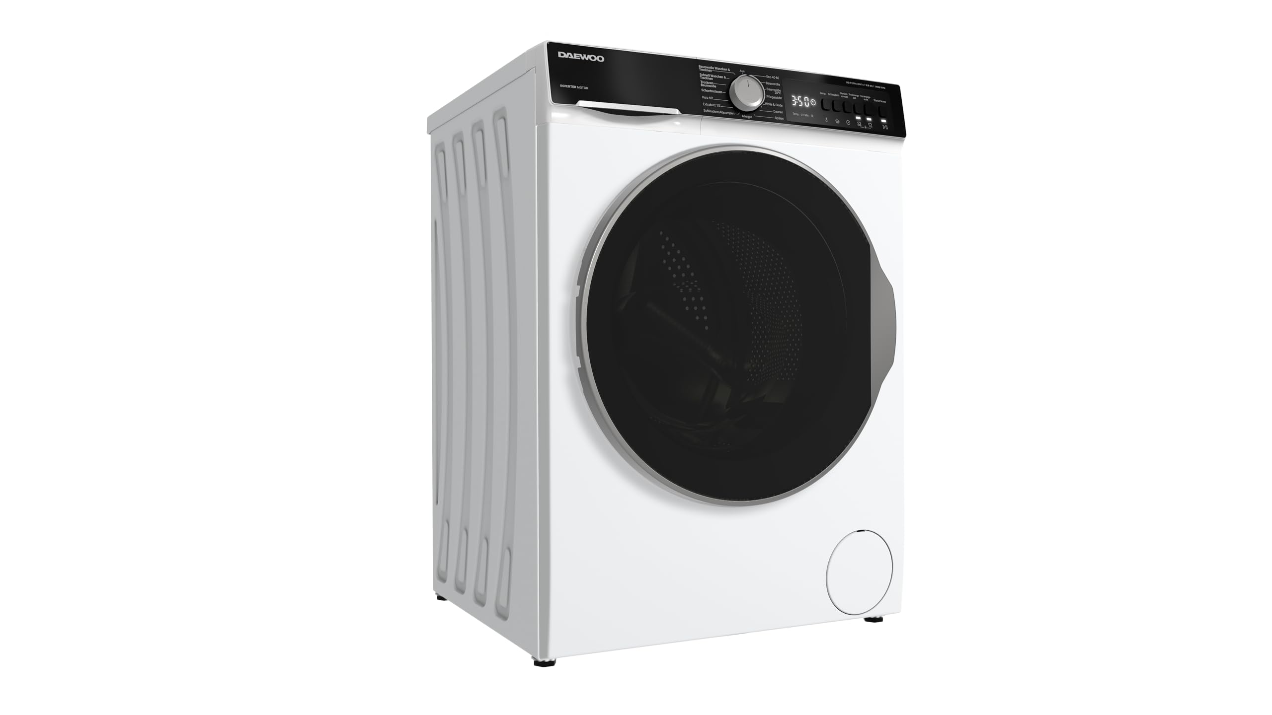 Daewoo WD-FC96614W1A-DE - Lavasciuga con caricamento frontale, 9 kg, asciugatura 6 kg, classe di efficienza energetica A, motore inverter, AquaStop, colore: Bianco