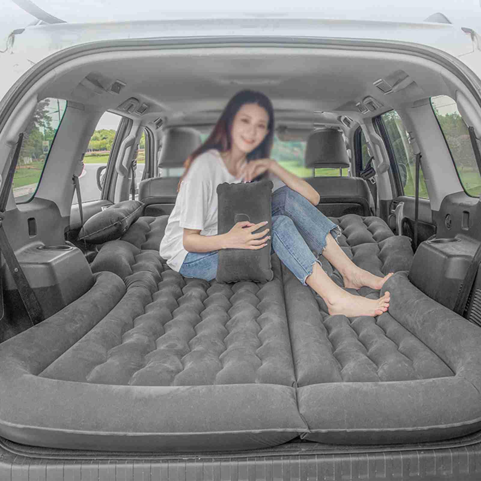 CHICIRIS Materac Dmuchany do Samochodu Flokowany PVC SUV Materac Dmuchany 174 X 126 Cm z elektryczną pompą i poduszką Zagęszczony Nadmuchiwany Podróżny do Samochodowych Wycieczek i Odpoczynku na