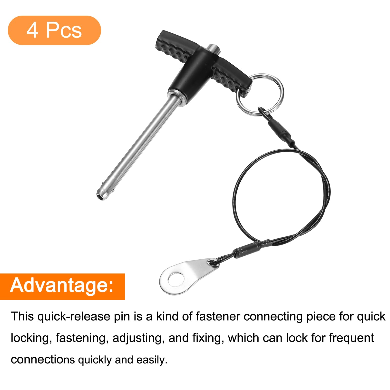 QUARKZMAN 4Pcs Goupilles de Verrouillage de Poignée en T, 5mm x 50mm Longueur d'Utilisation Acier Inoxydable Bouton-Poussoir à Libération Rapide