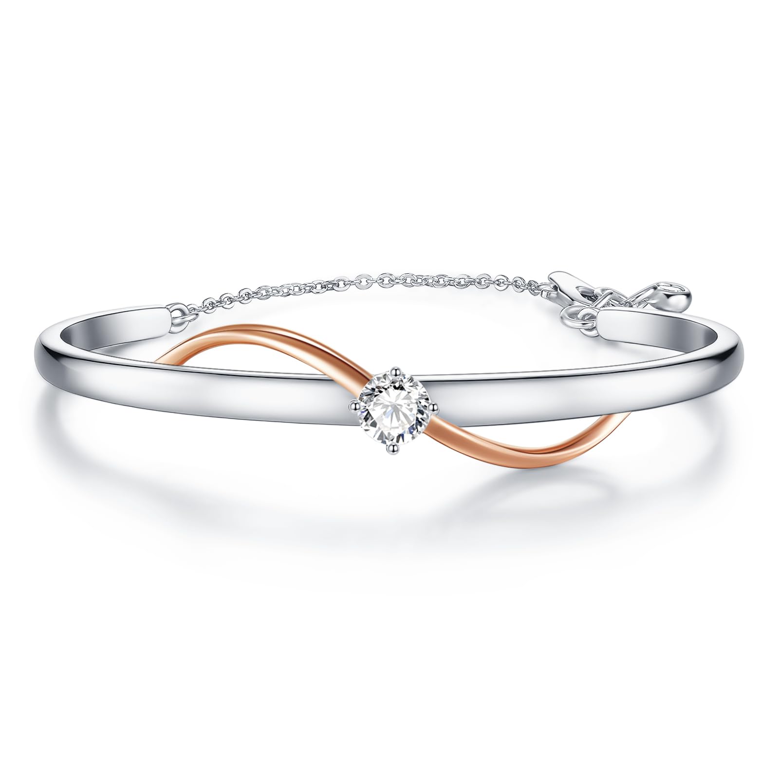 Lyniuoy Pulsera Brazalete Abierto de Mujer Bañado en Oro 18K Circonita Joyería para Mujer Novia Madre Hija Esposa Hermana Regalo de Cumpleaños Aniversario San Valentín Navidad