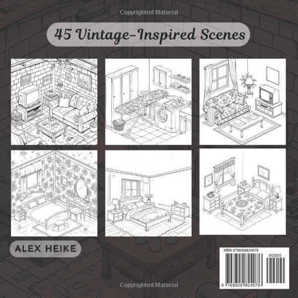 Cozy Retro Corners Coloring Book: 45 Charming Vintage-Inspired Interior Scenes with Mid-Century Aesthetic, Nostalgic Home Décor, and Relaxing Cozy ... & Charming Architecture Coloring Books) image 3