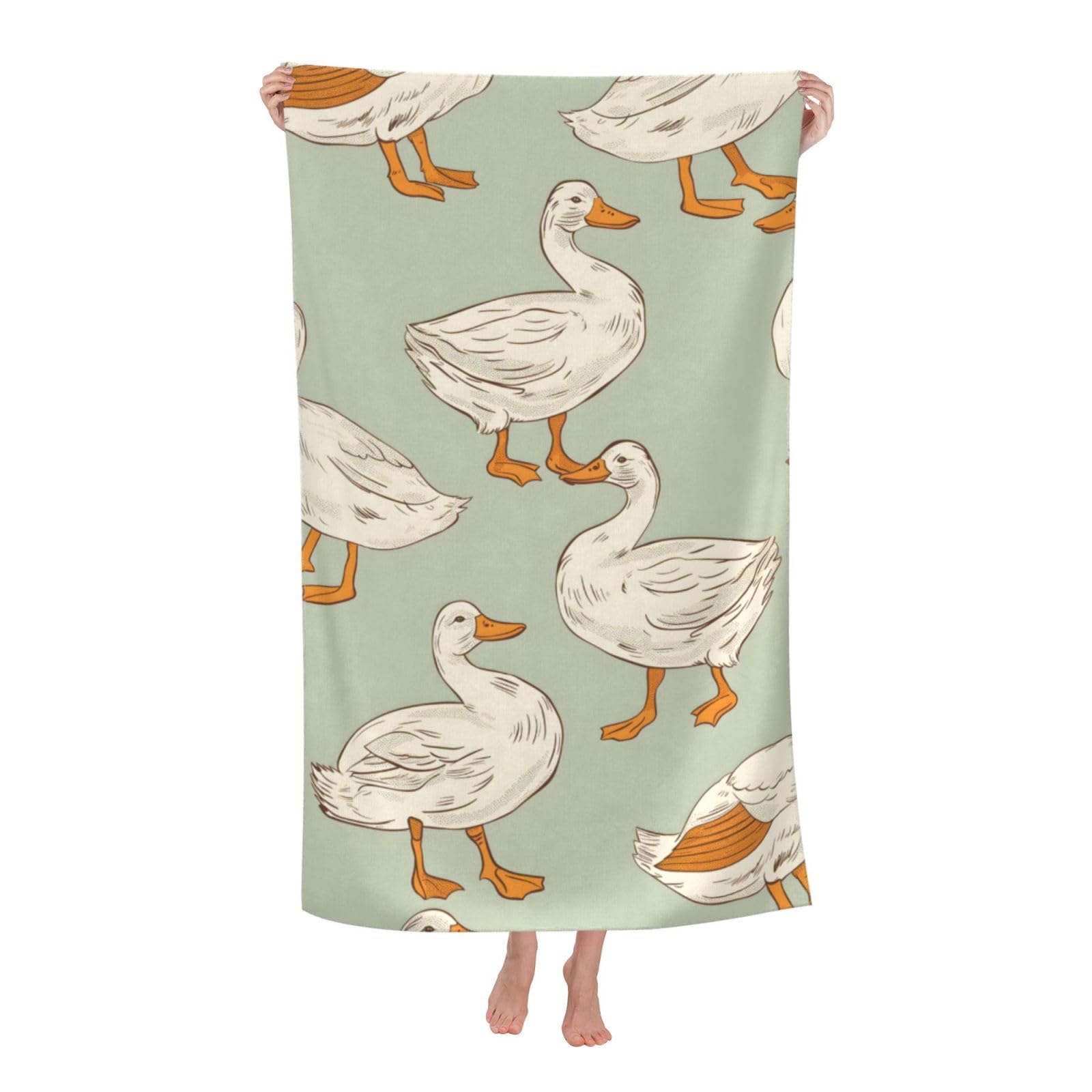 HLBSDM Duck Beach Towel 31inx51in Animal Sand Free Microfiber Bath Towel Ultra Soft Quick Dry Pool Towel Absorbent Towel Lightweight Towel for Swimming Bathroom Decor