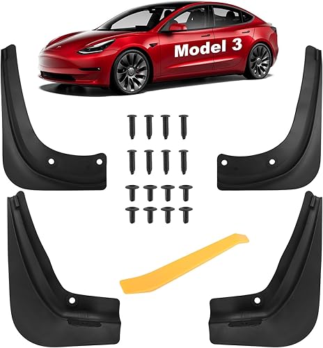 Tesla Model 3 - Juego de 4 protectores contra salpicaduras para Tesla Model 3, 2023, 2022, 2021, modelo 3, protección sin necesidad de taladrar, disponible en Yaxa Venezuela