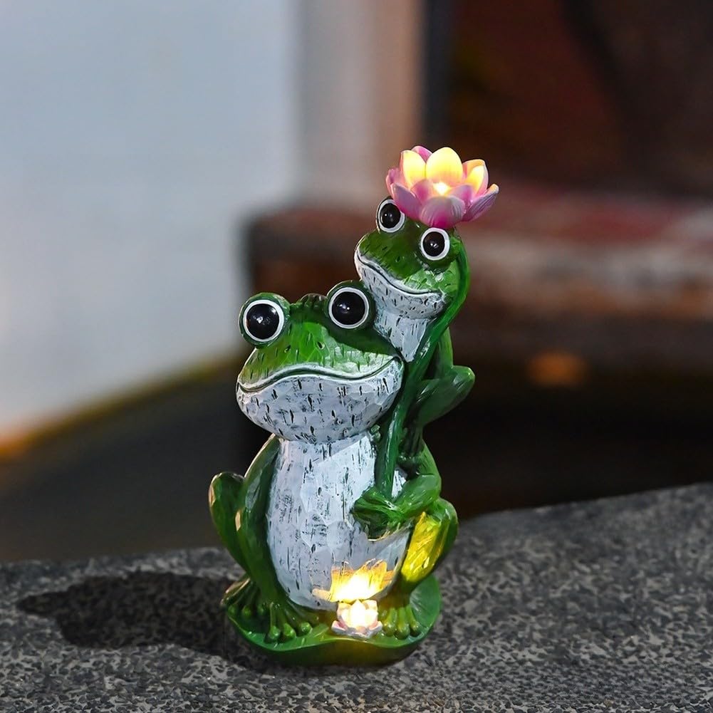 Décoration de jardin solaire grenouille pour illuminer une terrasse ou un balcon