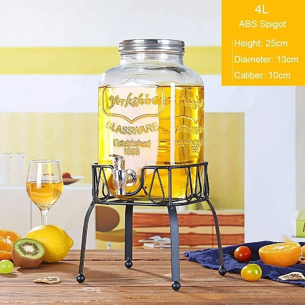 NAKEAH Dispensador de Cerveza, dispensador de Bebidas de Vidrio de Barril de Cerveza con Tapa de Vidrio, cristalería for Agua, Jugo, Cerveza, Licor, Las Mejores Bebidas frías (Color : 4l)