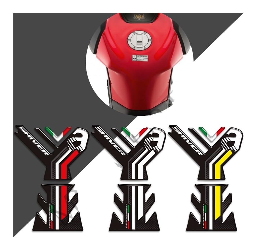Autocollants De Protection Pour Réservoir Aprilia Shiver 750/900 - Gel Antidérapant Motif Arête De Poisson - Noir - Protège La Peinture Des Frottements - 3