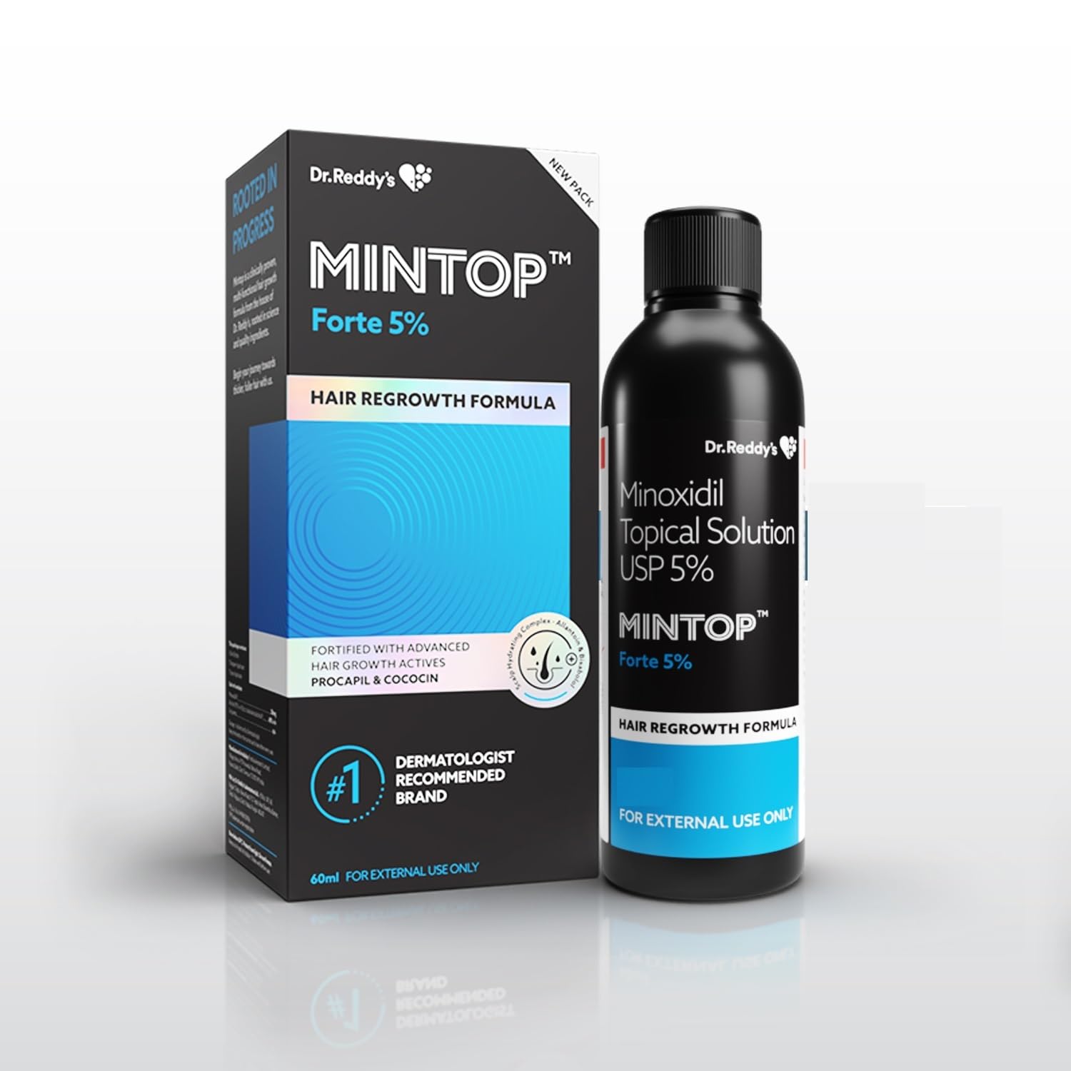 Mintop Forte 5% - Bottle of 60ml Solution Hair Restore Formula with Minoxidil | Reduces Hairfall