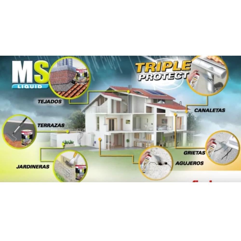 FISCHER, Pintura impermeabilizante (cubo 1kg) polímero MS Marrón, resistente al agua y exteriores, 1 kg