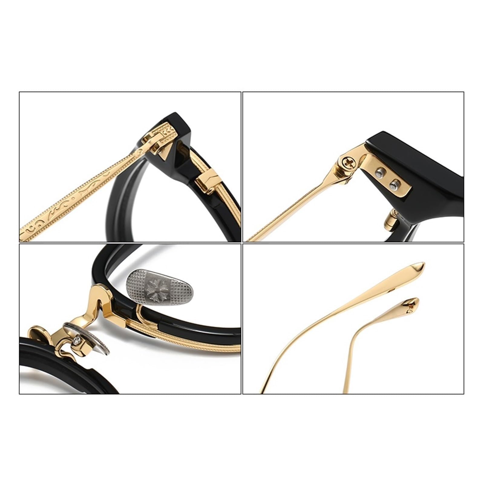 Montature for Occhiali Rotonde Occhiali in Acetato Occhiali in Titanio Uomo Donna Occhiali da Lettura Montature Senza prescrizione Occhiali Completi Vintage(Gold)