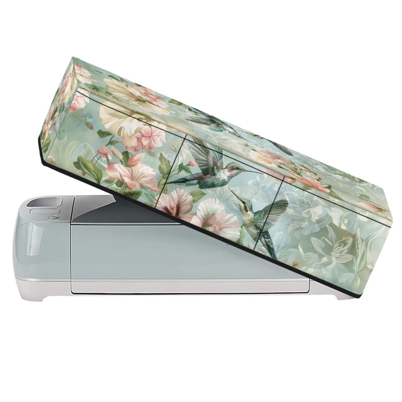 Binienty Hummingbirds Flower Green Dust Cover Compatible with Cricut Maker,Carrying Bag for Cricut Machine with 3 Pockets Organization and Storage Bags