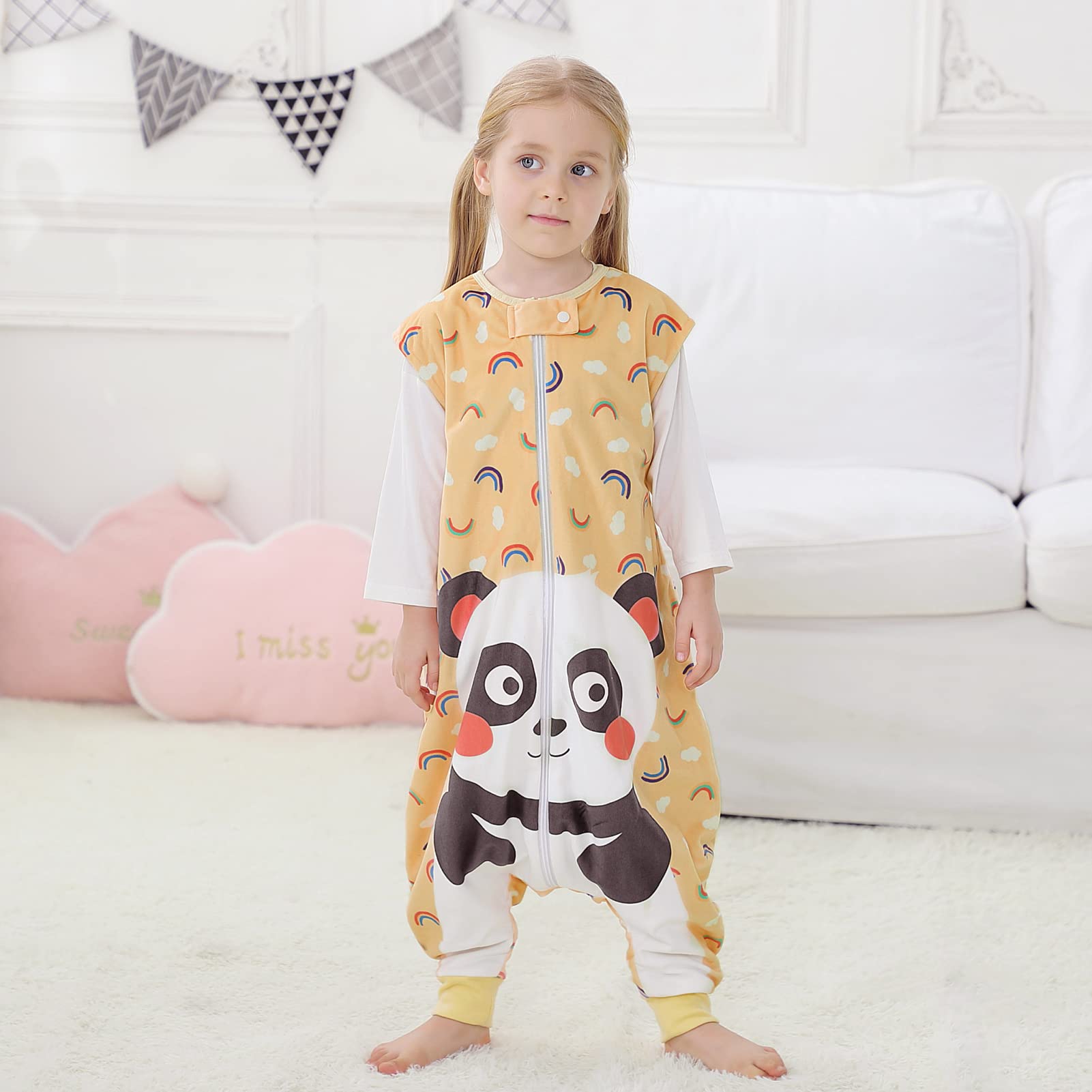 Vine Sacco Nanna Con Piedini 1.5 Tog Super Morbido E Caldo Quattro Stagioni Sacco Nanna Per Bambini 1-6 Anni Con Motivo Animalier