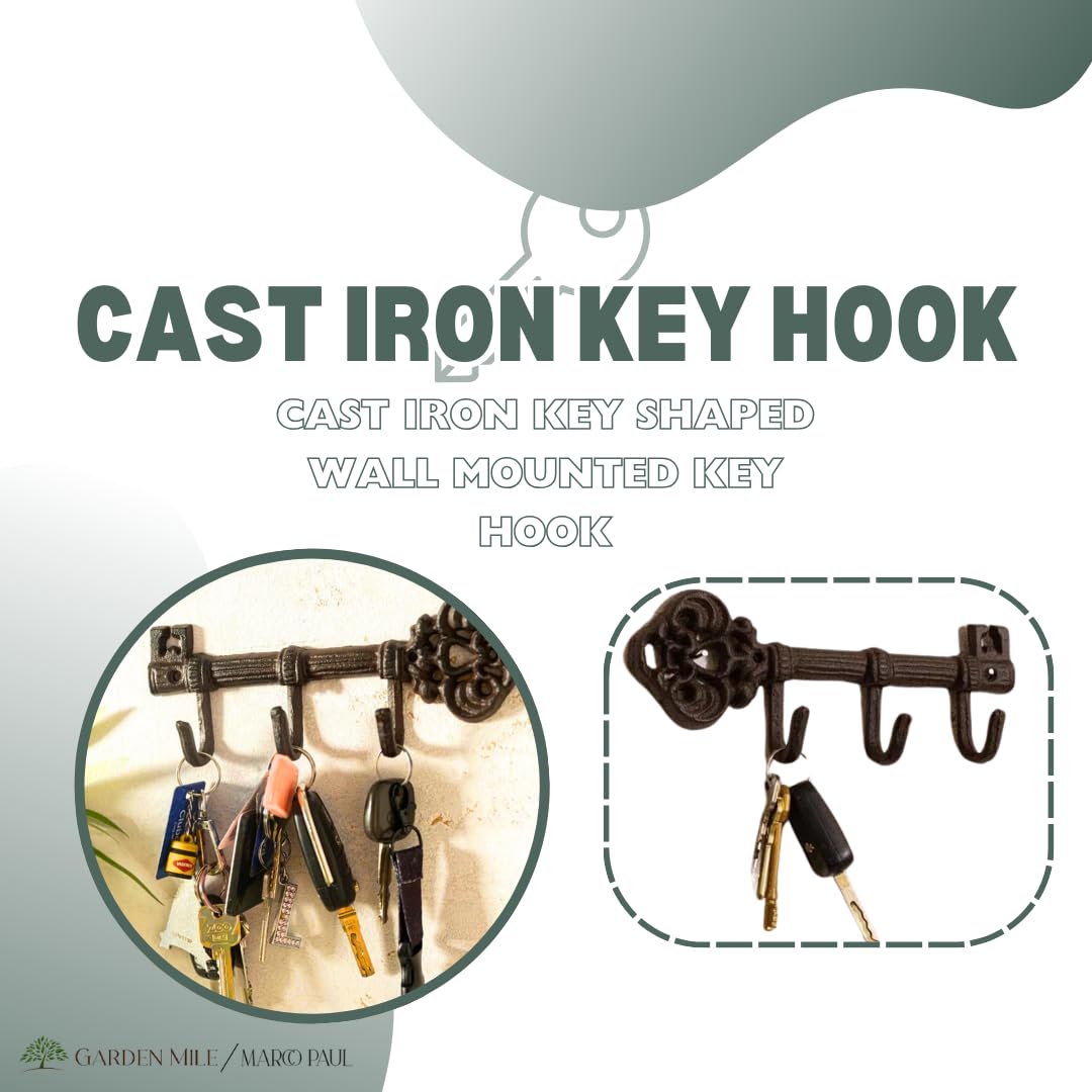 Garden Mile Cast Iron Key Holder Wall Mounted, Dark Brown - Image 4