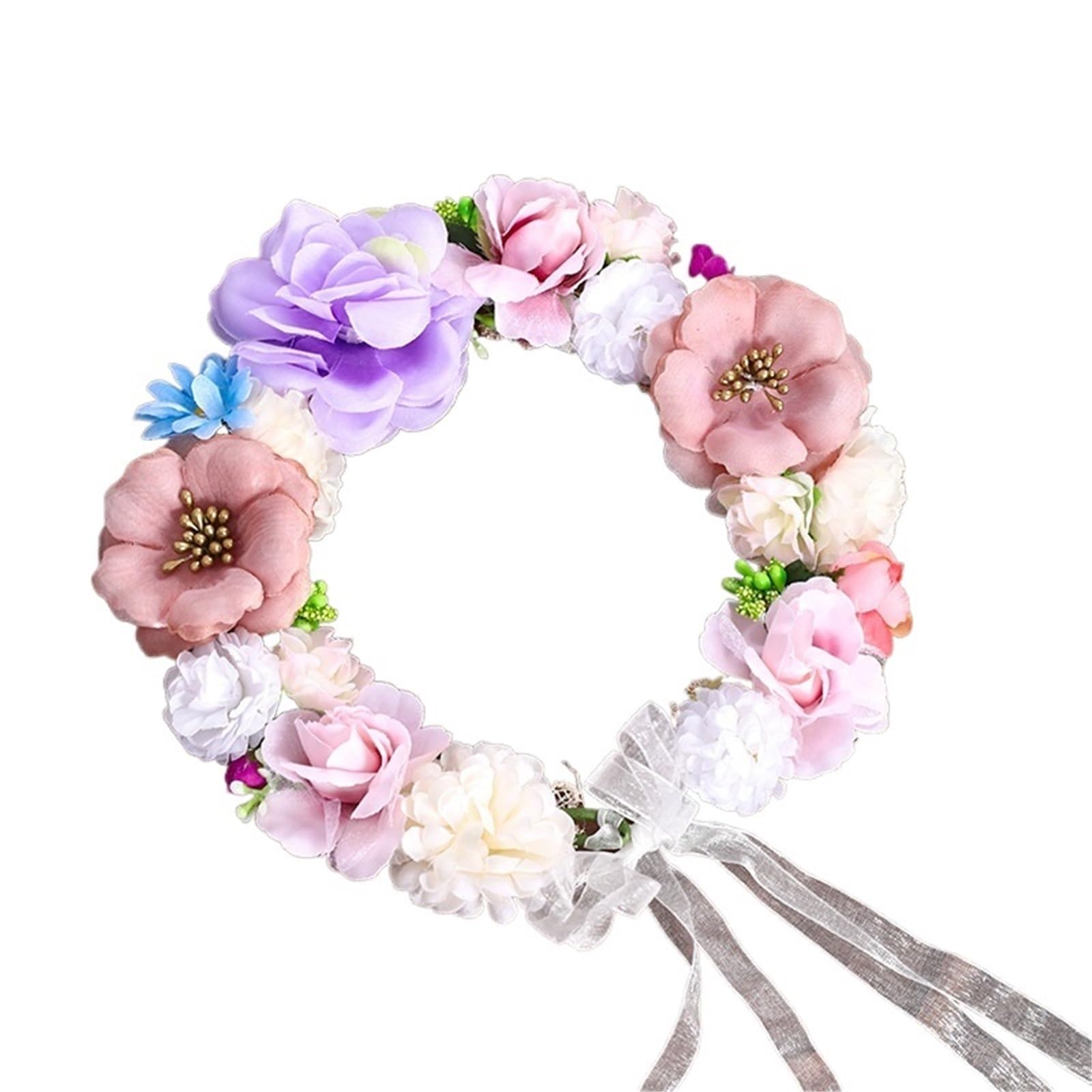 Blumenkranz Haare Frauen Mädchen Haarschmuck Stirnband Festival Große Blume Krone Kranz Dekoration for Die Haare Hochzeit Party Braut Kopfbedeckung ﻿(Color5)