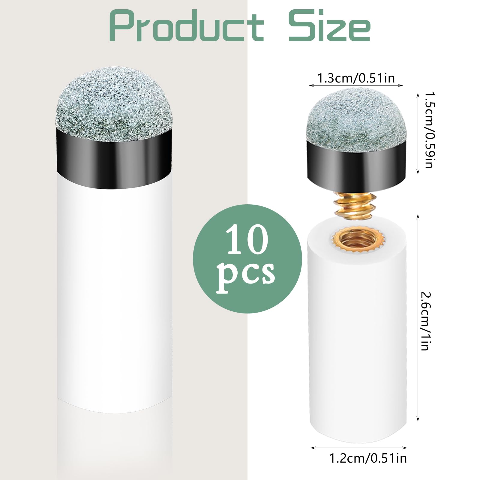 Lot De 10 Embouts De Rechange Pour Queue De Billard – À Visser, Diamètre 12 Mm, Cuir Et Plastique, Pour Billard Maison Ou Club