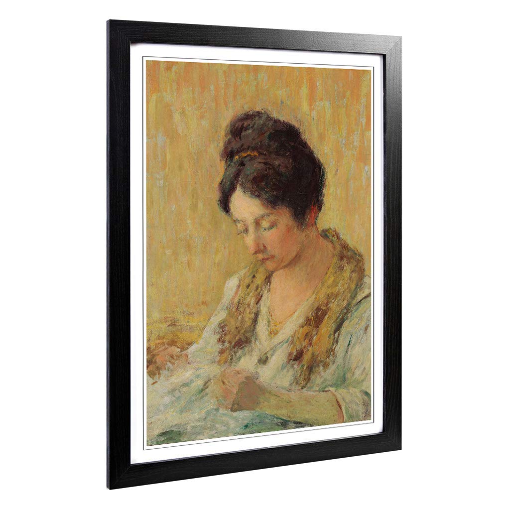 Big Box Art Framed Print of Claude Emile Schuffenecker Seamstress Design | Wall Art Picture | Home Decor for Kitchen, Living Room, Bedroom, Hallway, Black, A2 / 24.5x18 Inch / 62x45cm