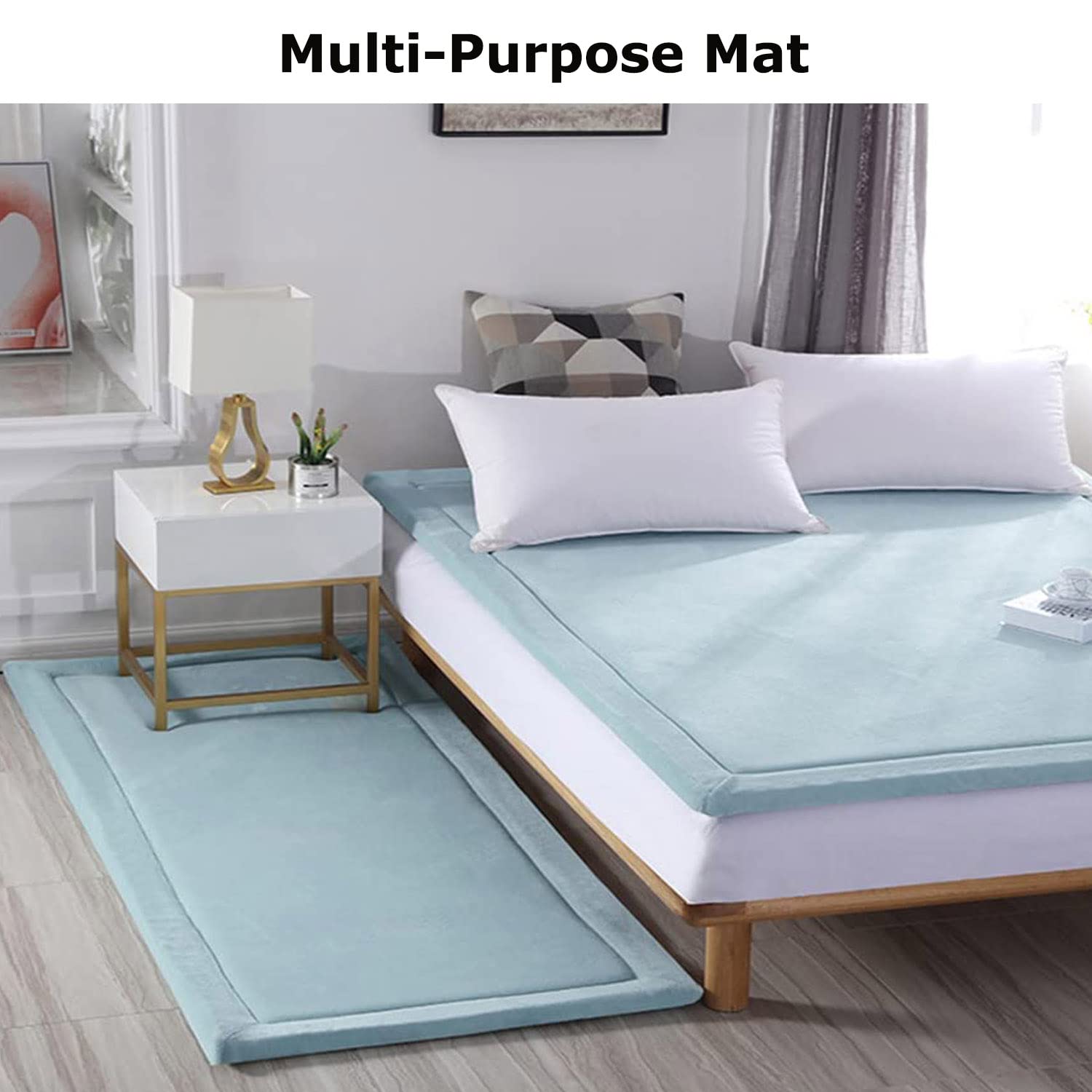 Grand tapis d'éveil pour bébé en velours corail doux, antidérapant, pour salon, chambre à coucher (90 x 200 x 2 cm, gris)