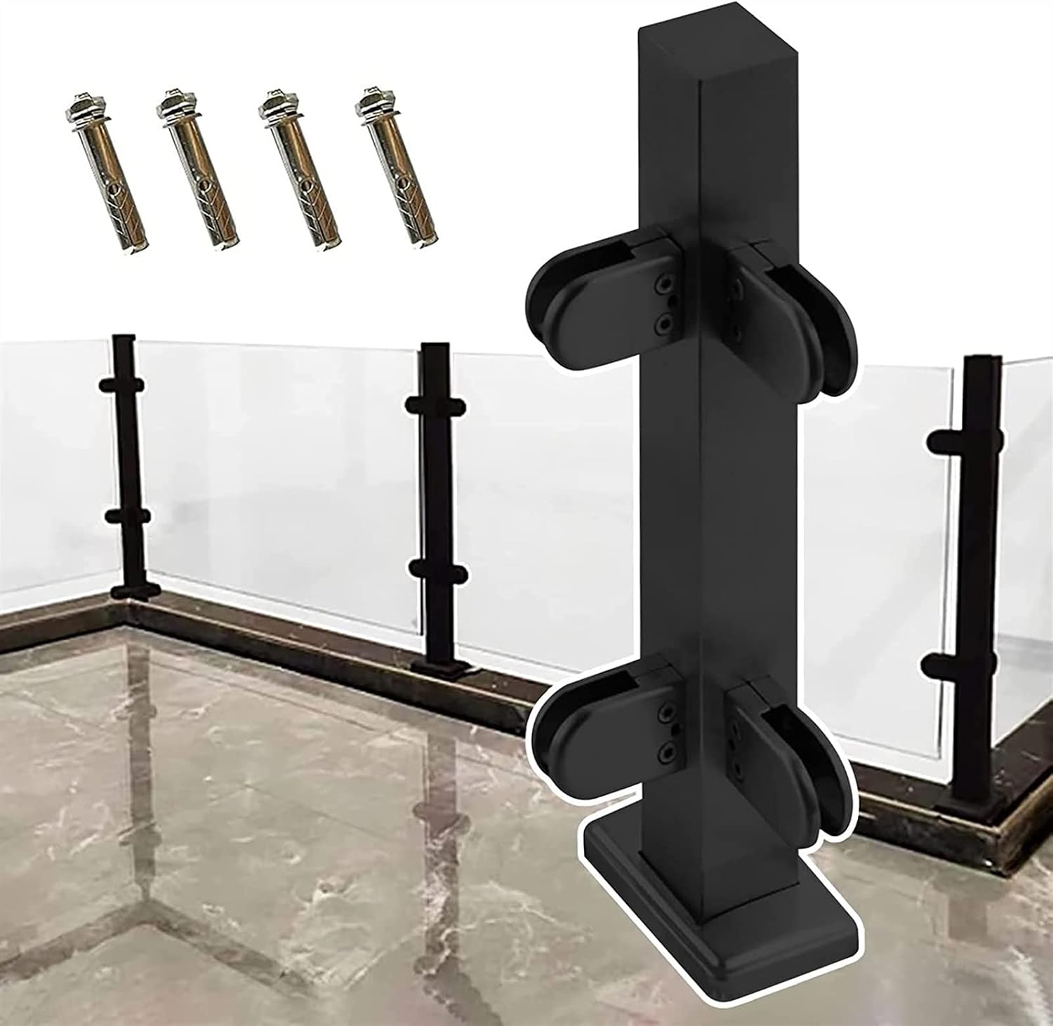 Stainless Steel Balustrade Glass Balustrade Post Patio Deck Glass Panel Clamps, Indoor Outdoor Glass Balustrade System Kit, Easy to Install (Color : Sapphire, Size : 105cm/41.3")