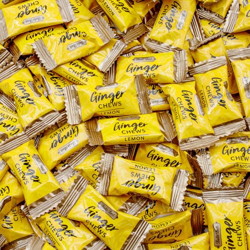 Ginger Candy Chews for Nausea Relief 1 lb - Natural Lemon and Honey Flavored, 100% Real Ginger, Individually Wrapped, Bulk