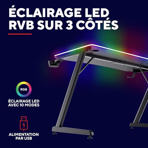 Bureau gaming 120x60 anti-encombrement avec chargeur induction