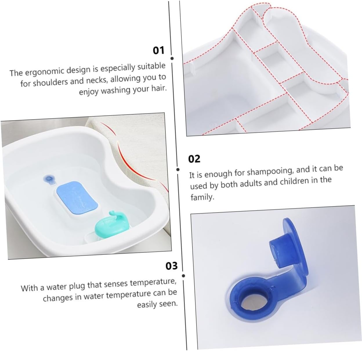 Portable Hair Wash Sink White PP Shampoo Basin for Adults