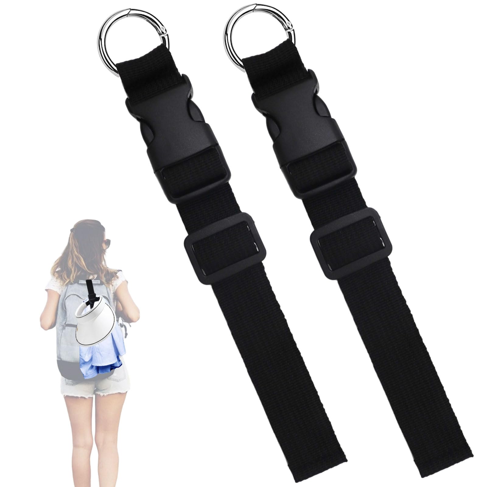 Beamely Elastic Luggage Strap Coat Gripper Holder, Suitcase Straps Belts with Clip and Buckle, Adjustable Suitcase Straps, Hands Free Travel Accessories Backpack, Hat, Handbag, Pillow, Jacket, Black